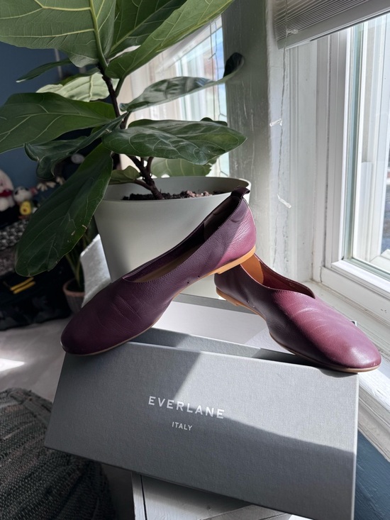 Everlane Burgundy Leather Ballet Flats Day Glove - Picture 4 of 6